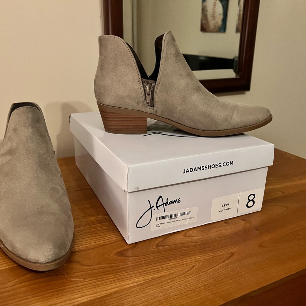 J. Adams Taupe Ankle Boots with zipper! (Worn once) 🚭
